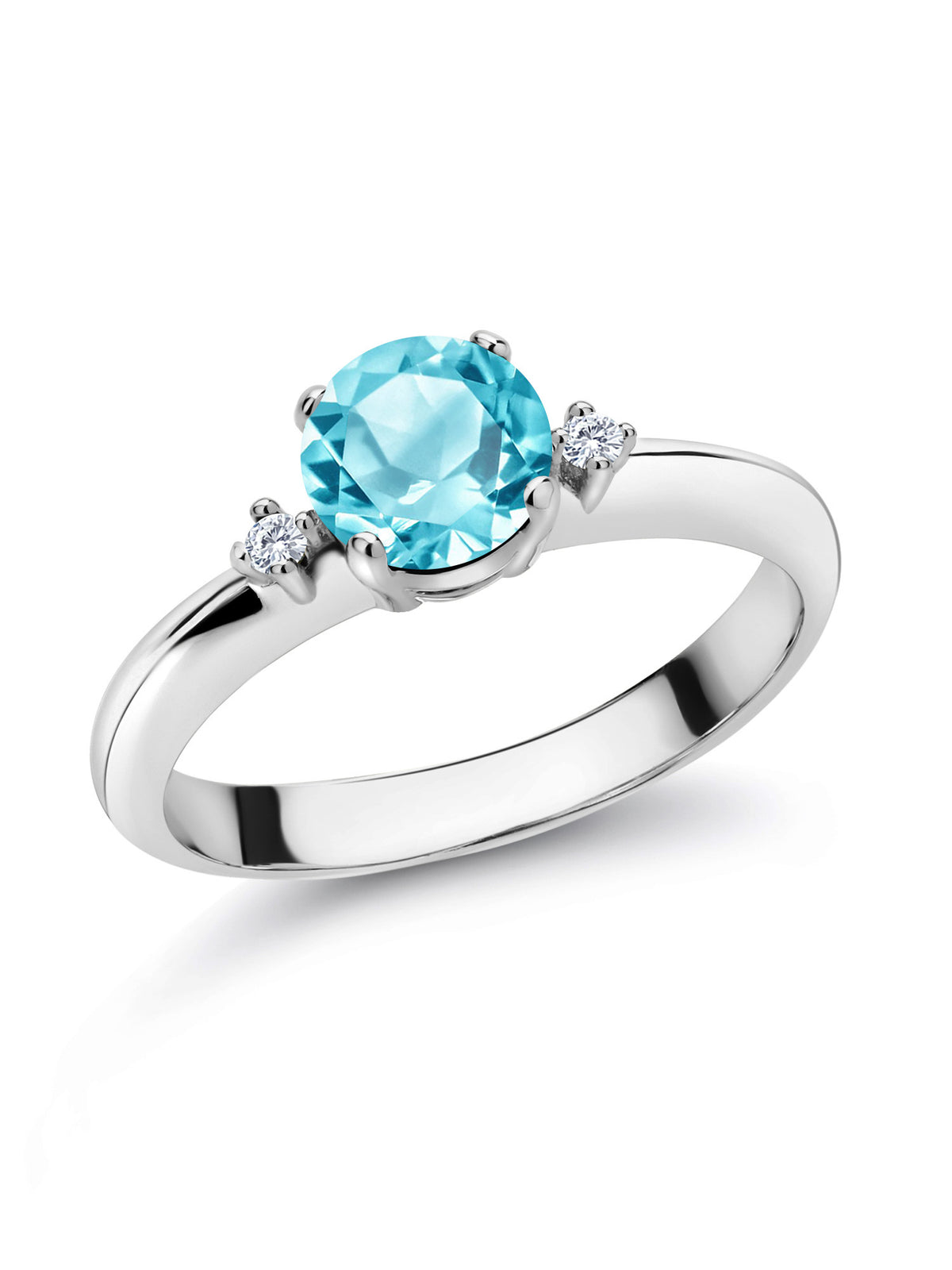 1.03 Ct Swiss Blue Topaz 925 Sterling Silver 3-Stone Engagement Ring I264168