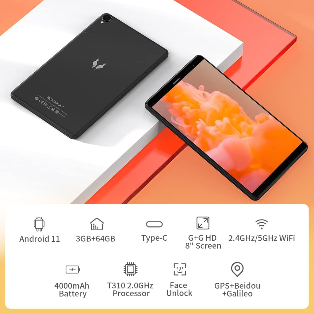 8 inch Android 11 Tablet, 3GB RAM 64GB ROM, 800 * 1280 HD Display P8169