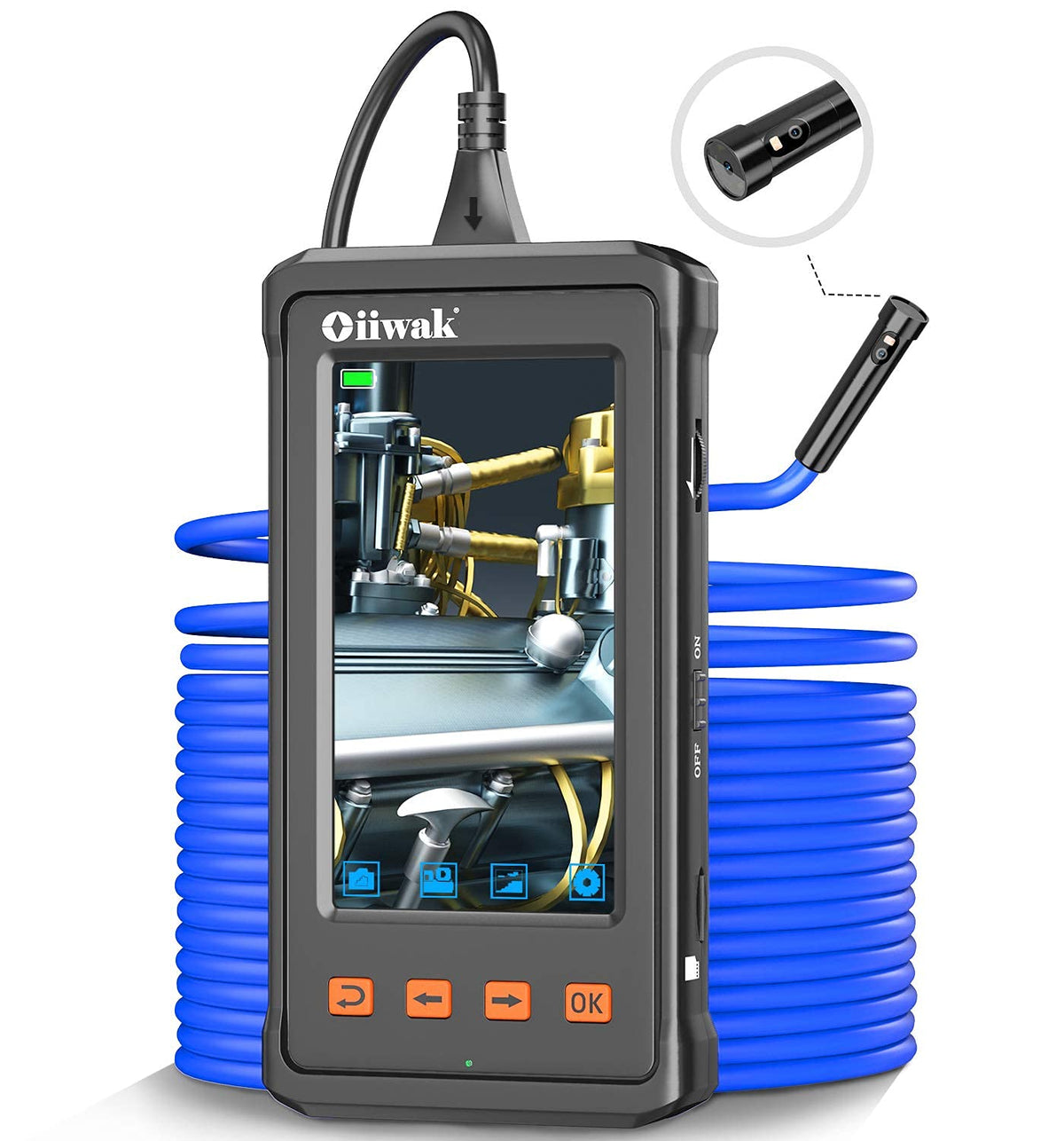 Dual Lens Borescope Inspection Camera with 4.3'' Screen 1080P HD Waterproof 32GB Card 5m M197221