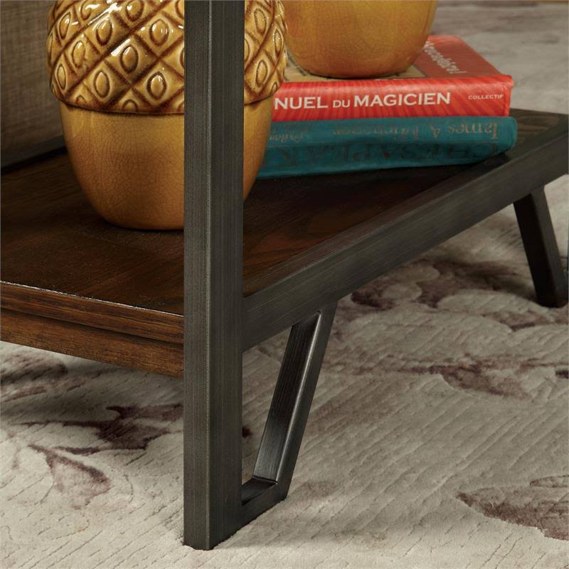 Rustic Metal Frame Side Table in Oak A223143
