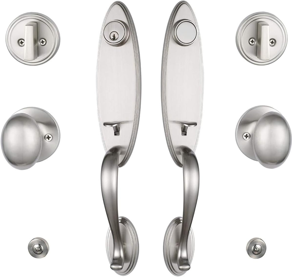 Double Door Handle Set Lock with Keyed Entry Handle and Dummy Handleset C8795