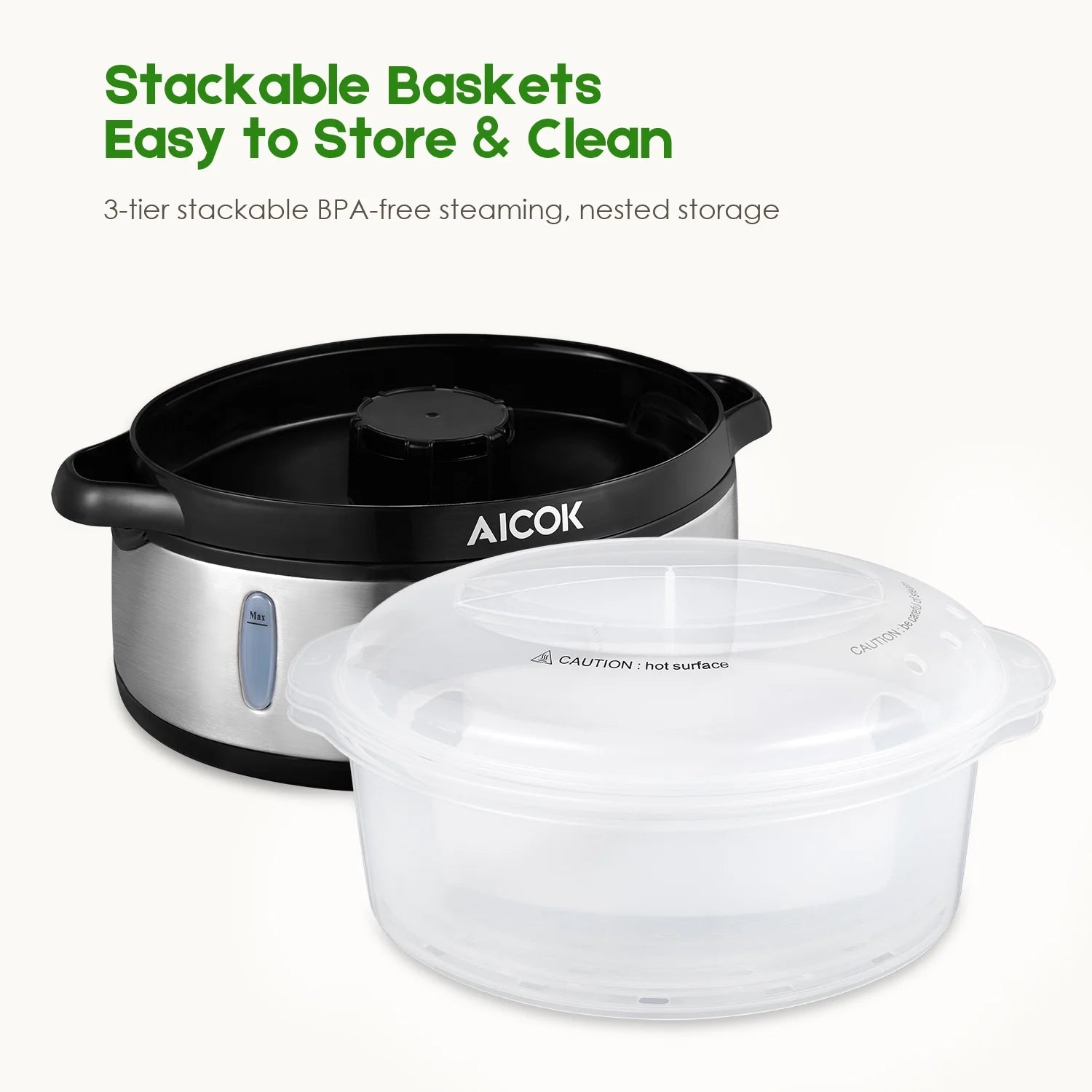 White 9.5 QT 3-Tier Electric Steamer X3002