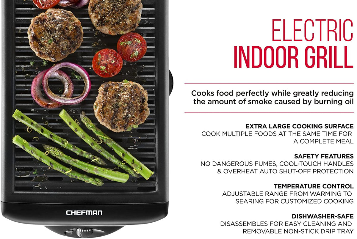 Black Electric Smokeless Indoor Grill with Non-Stick Cooking Surface X937