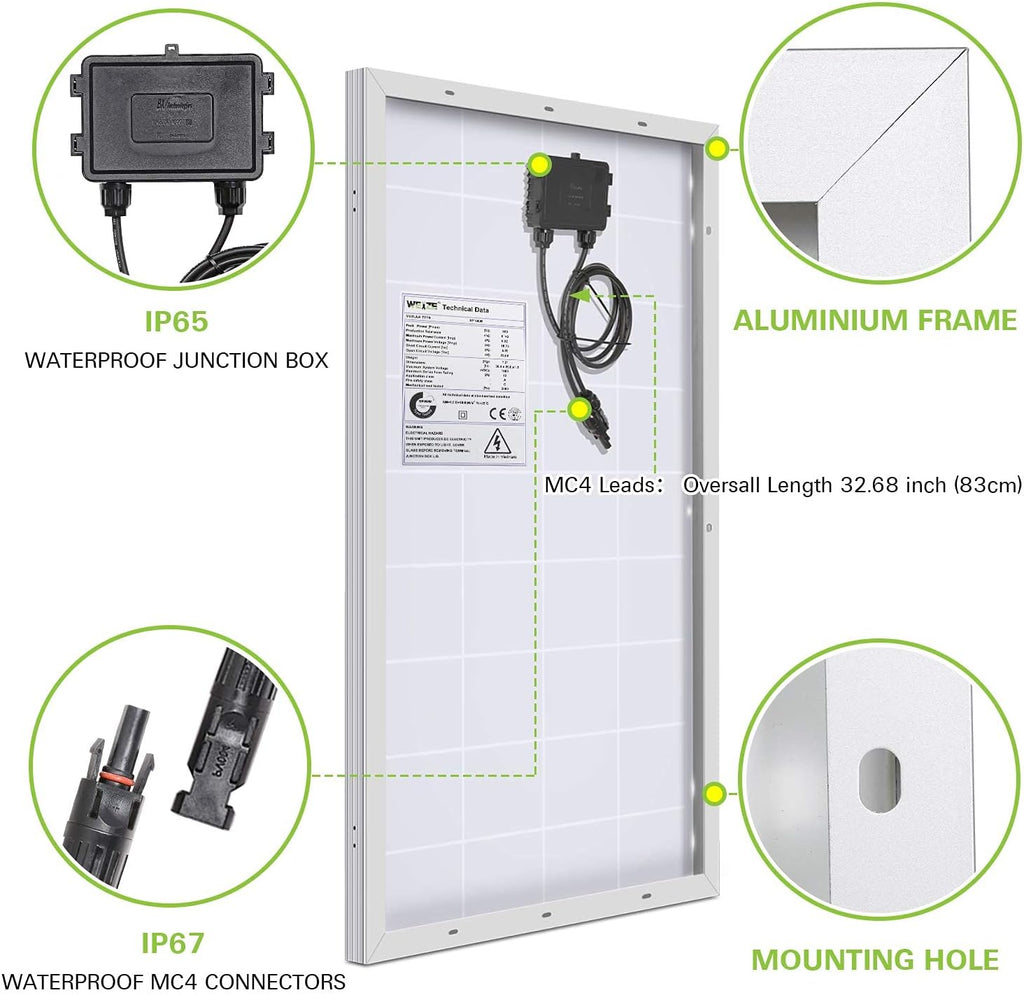 100 Watt 12 Volt Monocrystalline Solar Panel T279419