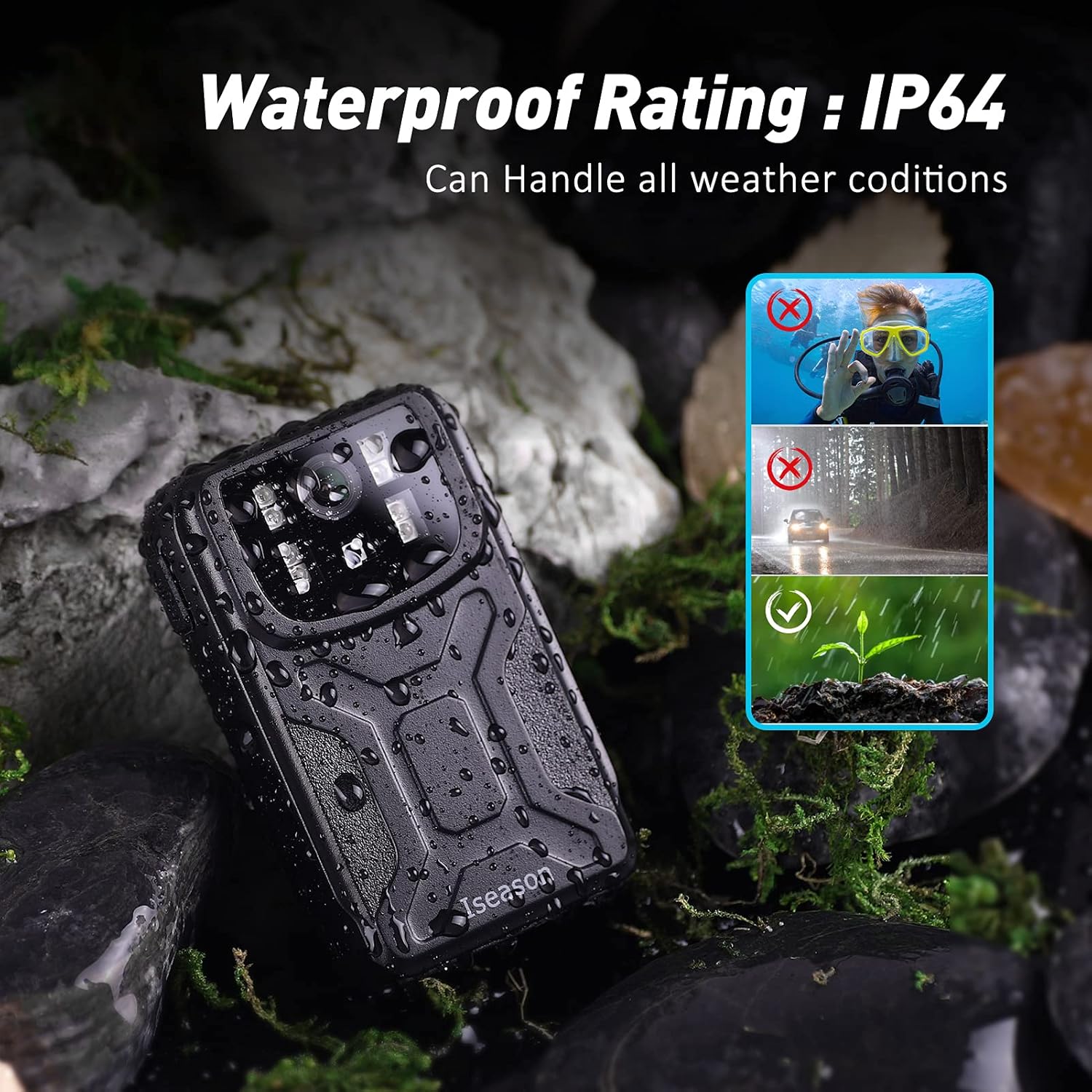 Body Camera with Audio Recording, Night Vision, Waterproof, Pack of 2 B161177
