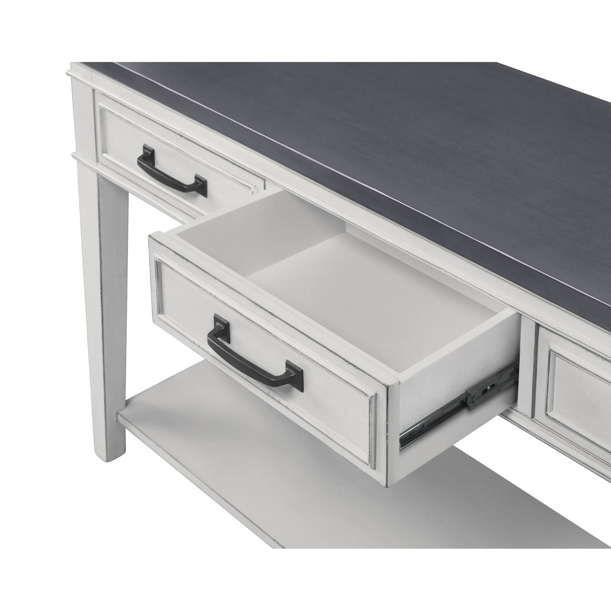 White and Gray 3 Drawer Console Table with Bottom Shelf H903