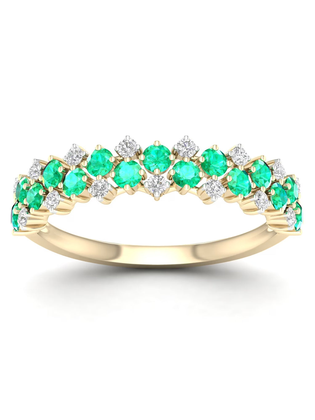 10k Yellow Gold Emerald Diamond Women's Band F78360