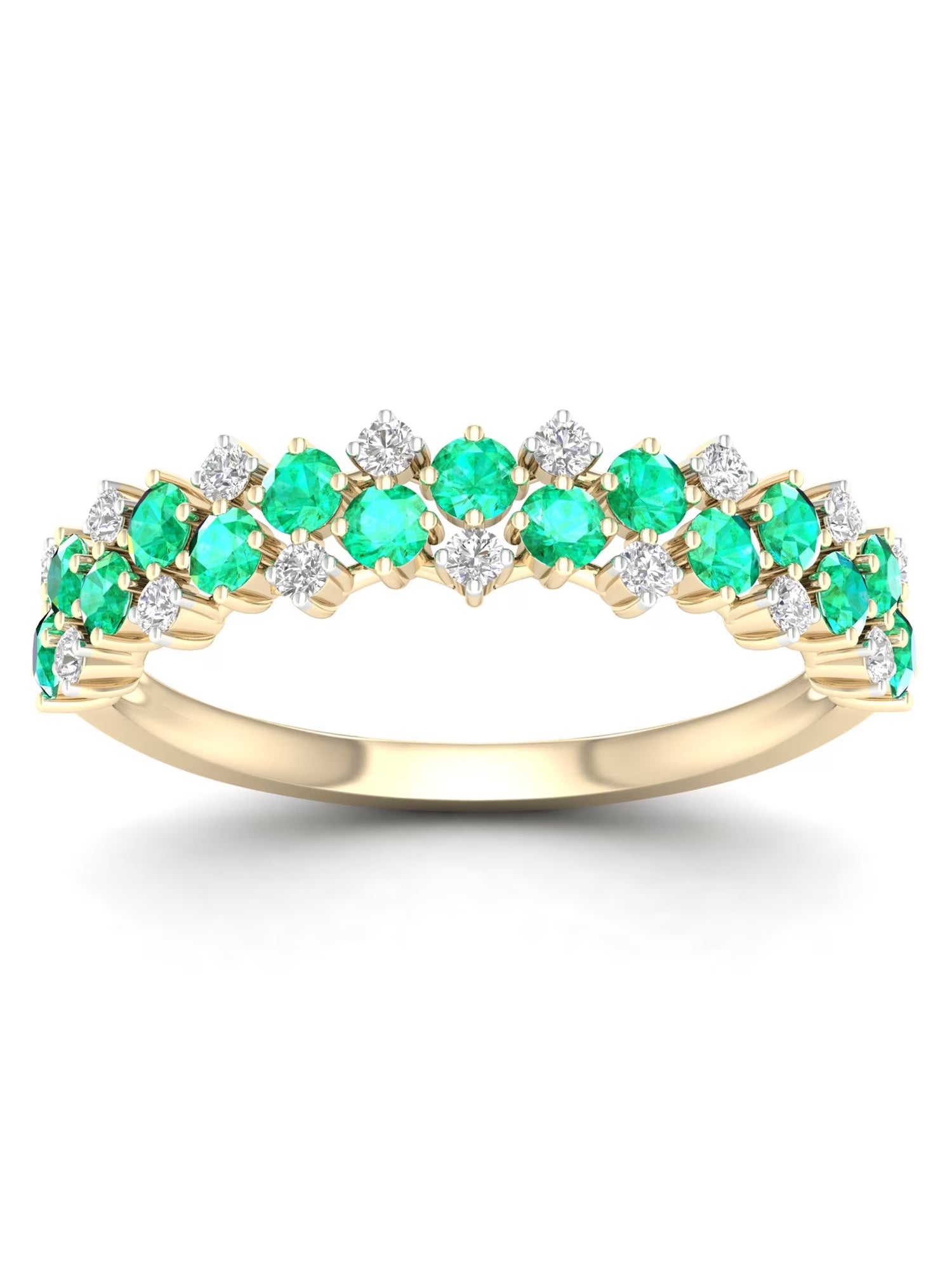10k Yellow Gold Emerald Diamond Women's Band F78360