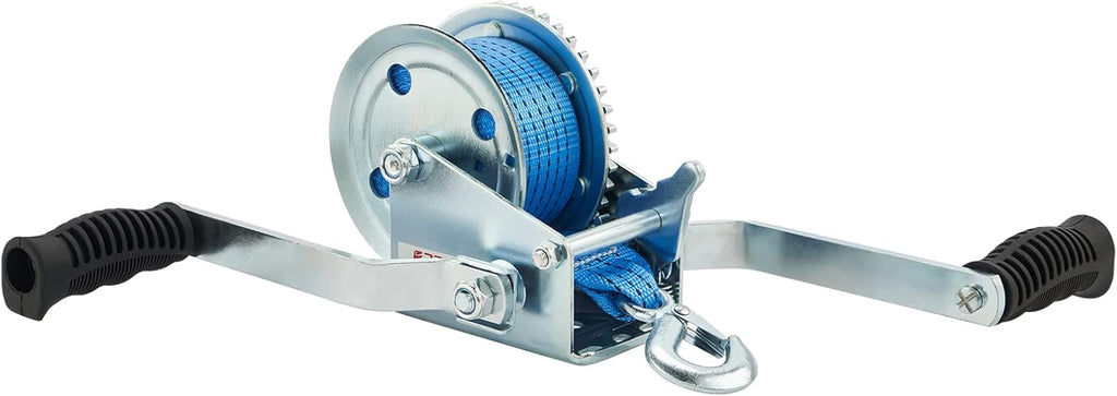1500lbs Double Handle Hand Winch with 26ft Blue Strap, Pack of 2 Z8522