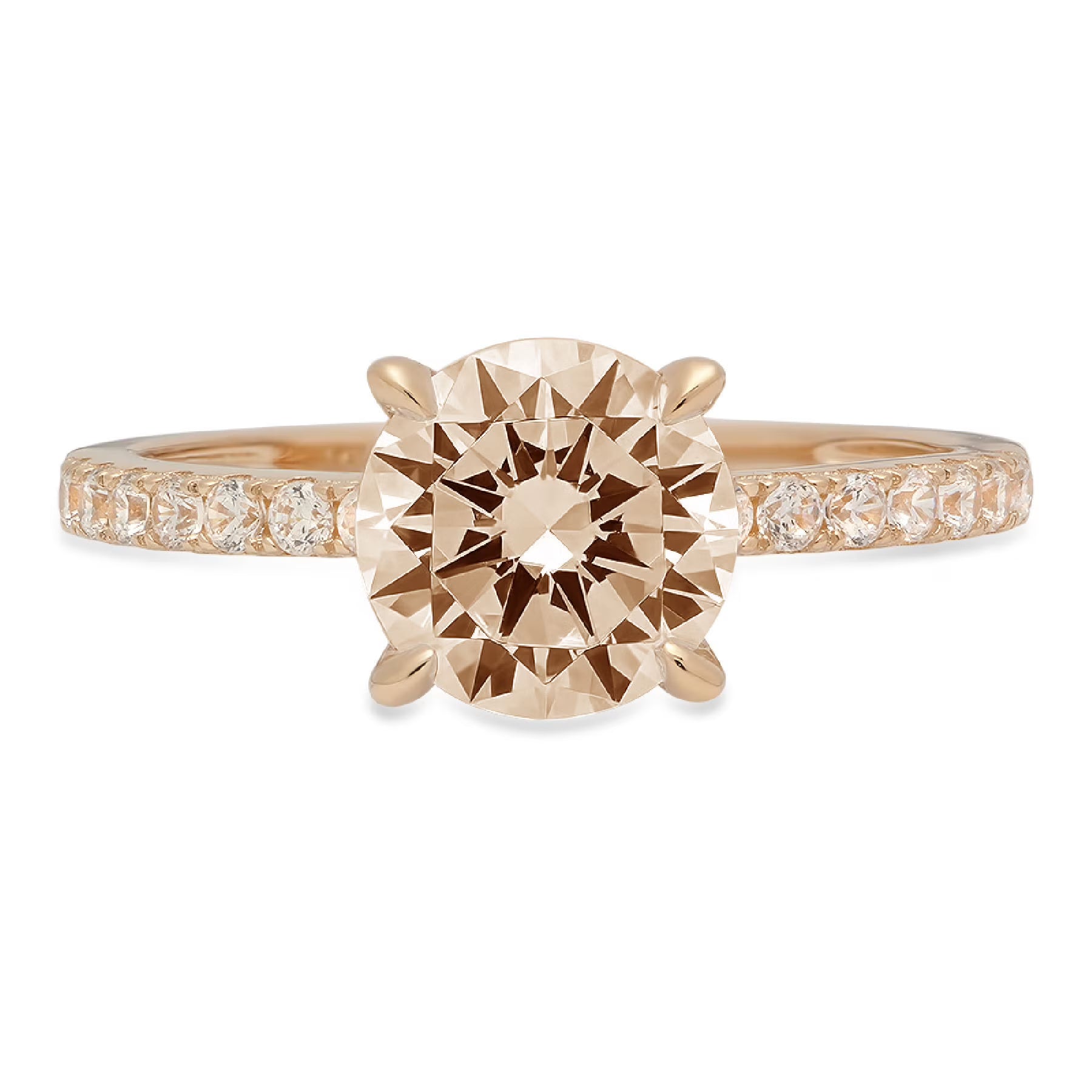 Champagne Simulated Diamond 18k Yellow Gold Ring R696