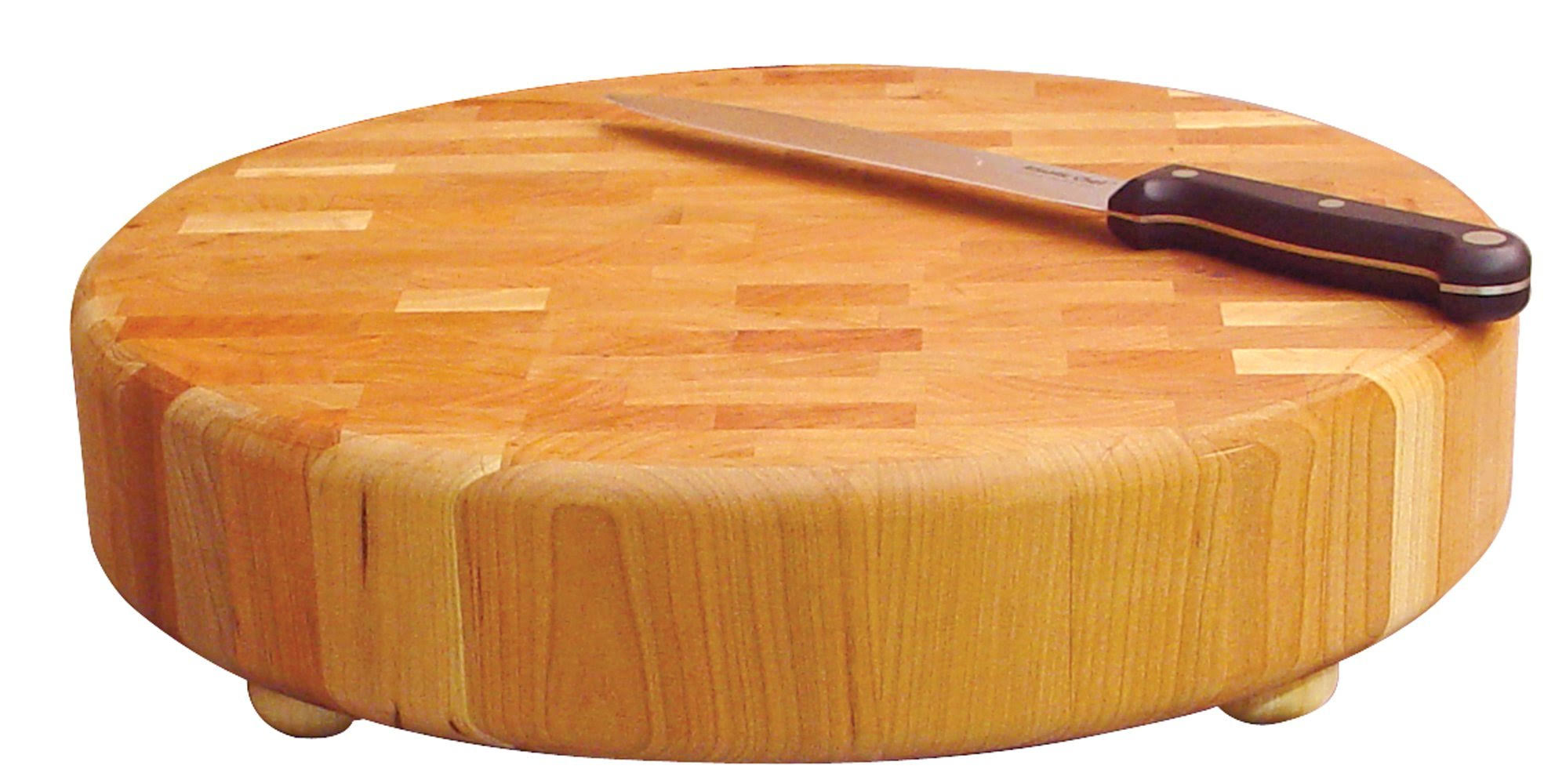 Wood End Grain Round Cutting Slab with Feet G106696