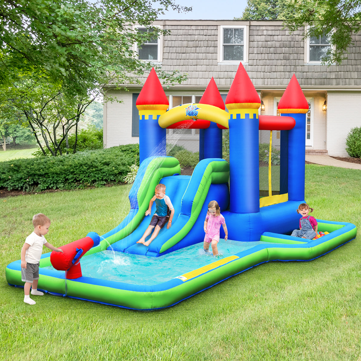 Inflatable Castle Bounce House Slide Water Park Ball Pit with 550W Blower X193
