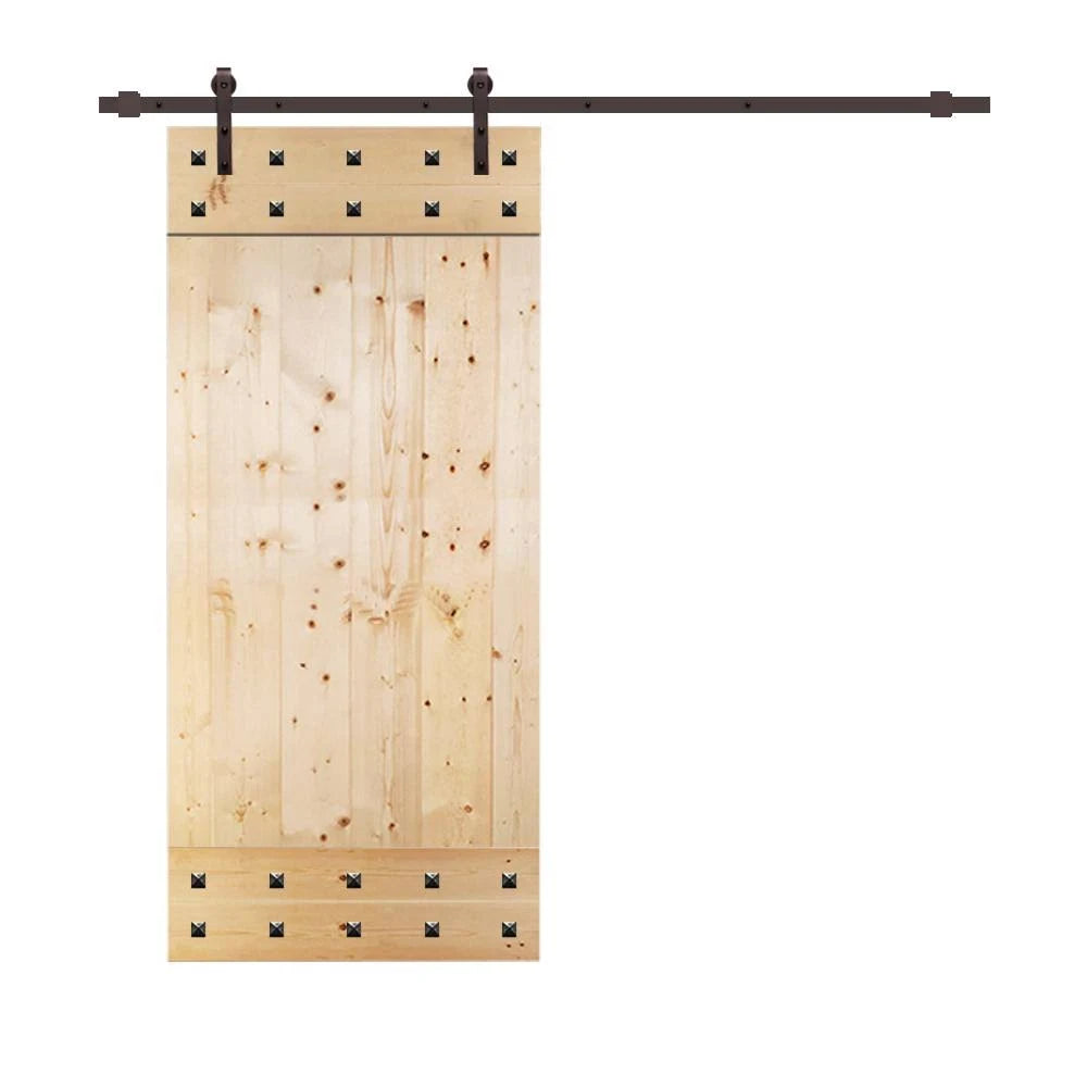Unfinished Solid Pine Wood Interior Sliding Barn Door with Hardware Kit W55313