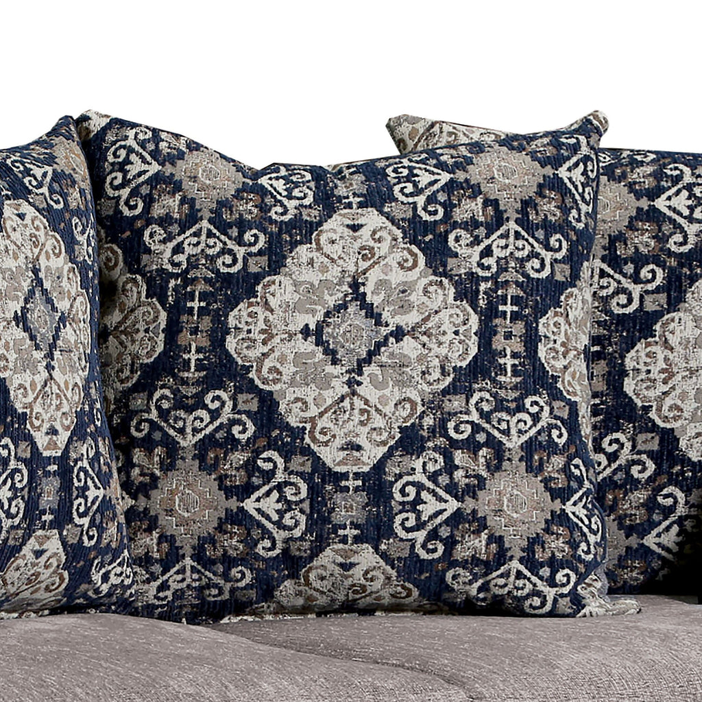 Grey Chenille Rolled Arms Loveseat U2950