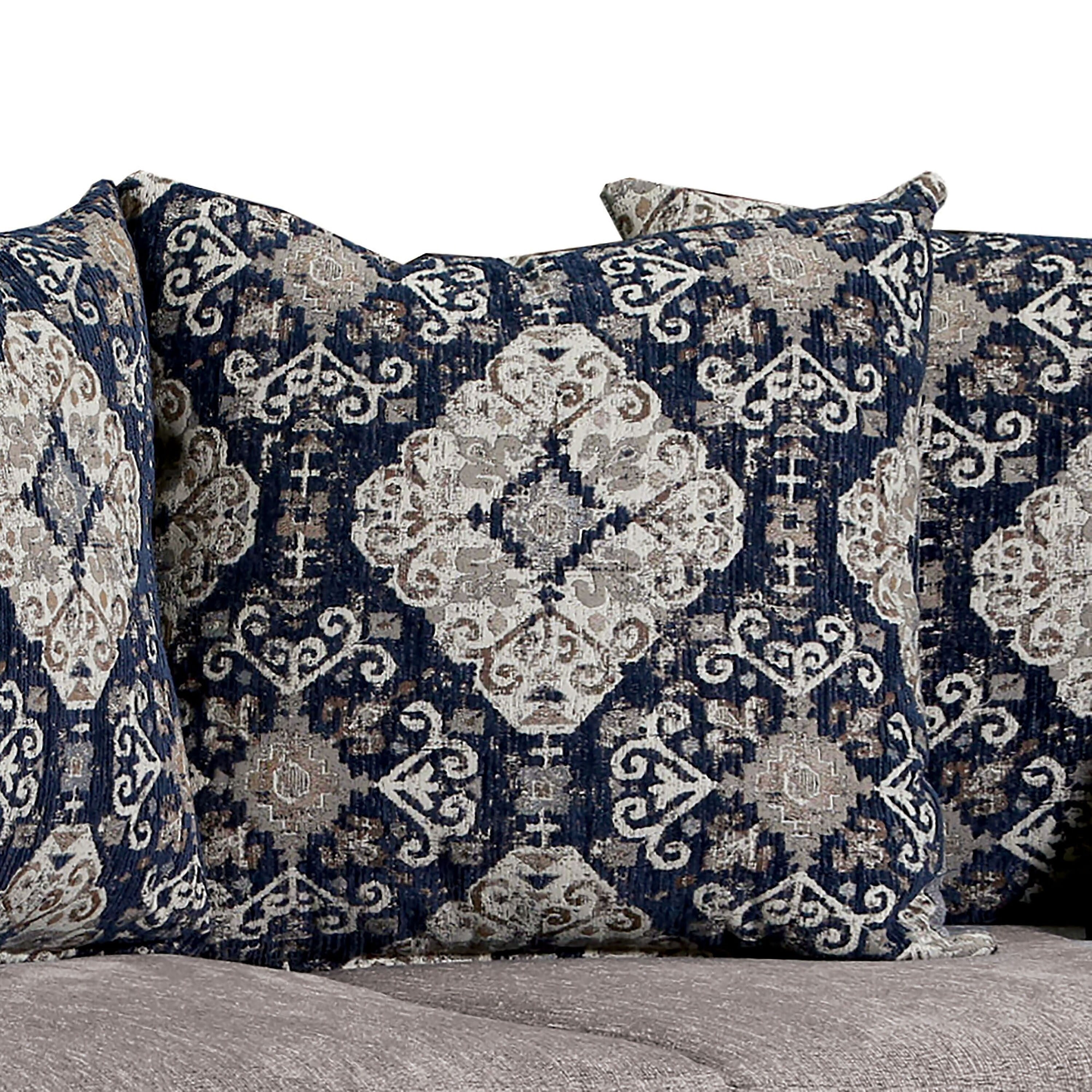 Grey Chenille Rolled Arms Loveseat U2950