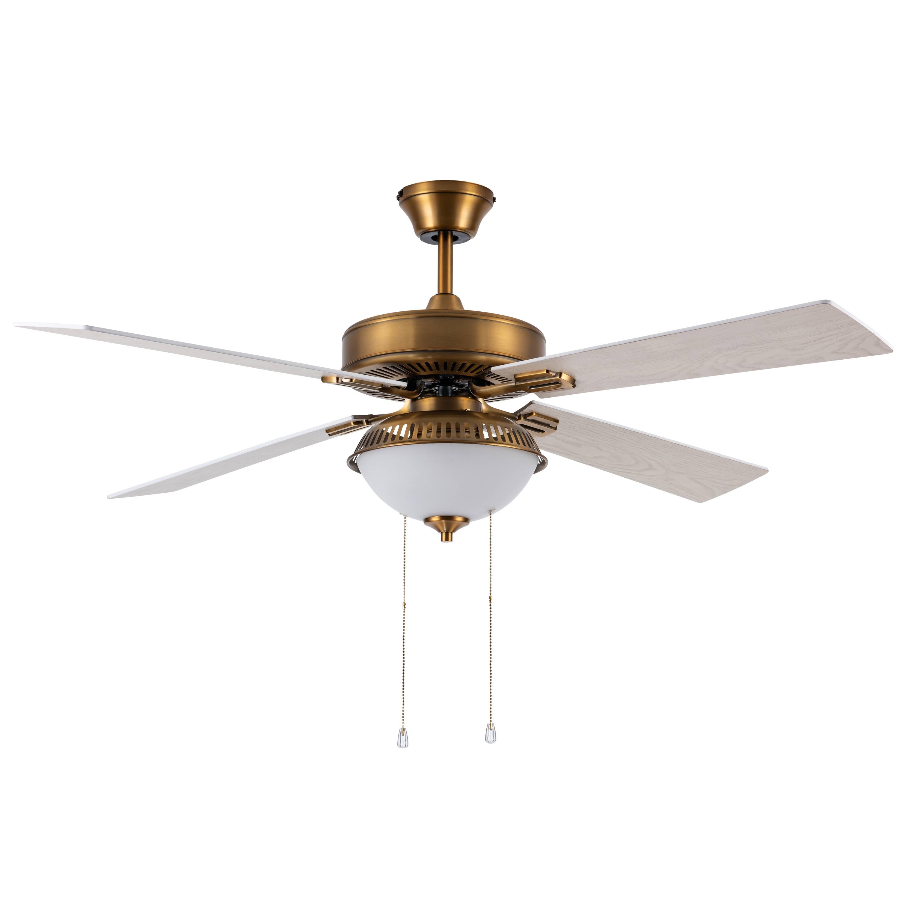 Brass and White LED Ceiling Fan with Light W462