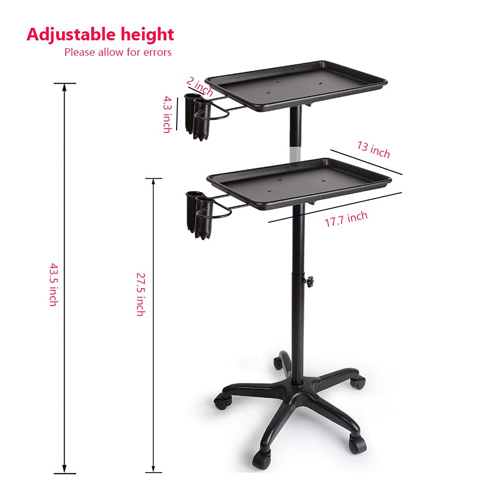 Black Aluminum Salon Tray Cart with Wheels U47561