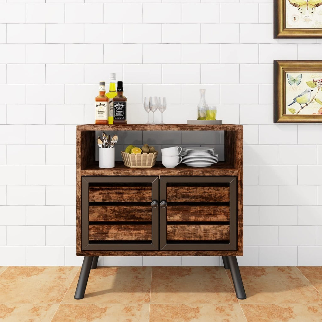 Rustic Brown Storage Sideboard Buffet Table H2421