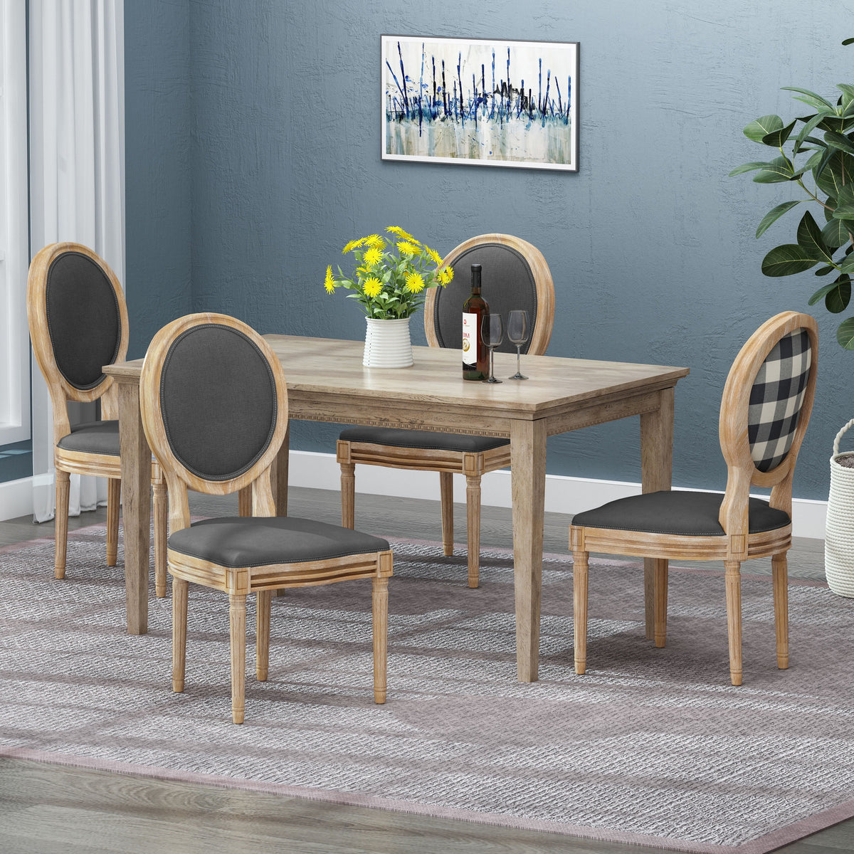 French Country Fabric Dining Chairs, Set of 4 H899675