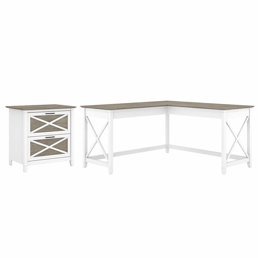 L-shaped Desk with 2-drawer lateral filing cabinet B535109