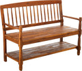 Teak Finish Acacia Wood Bench with Shelf G852