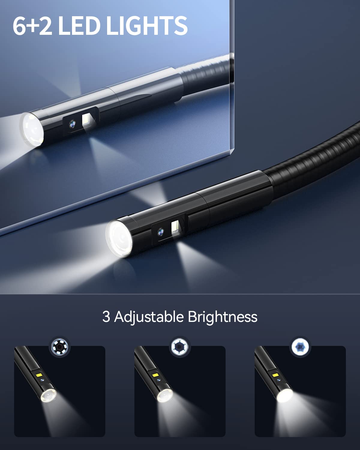16.4ft Waterproof Flexible Borescope Inspection Camera with Light A464725